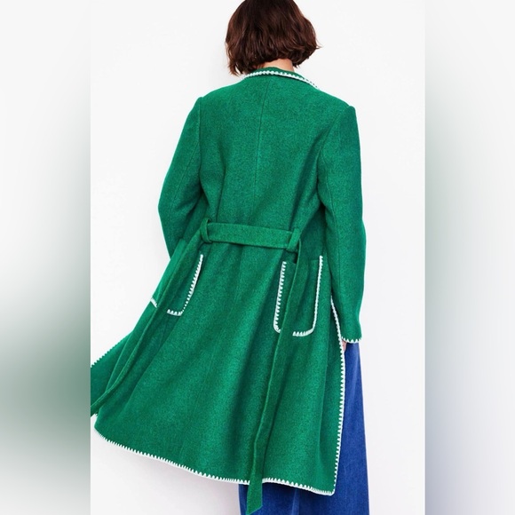 Boden Blanket Stitch Wrap Coat- XL Green Brand New - Picture 4 of 4